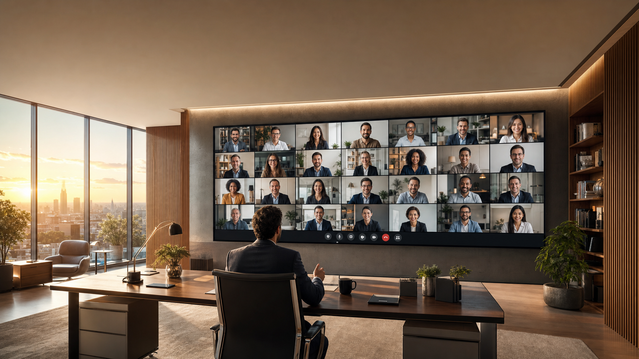 Communauté diversifiée d'entrepreneurs chrétiens lors d'une rencontre en ligne