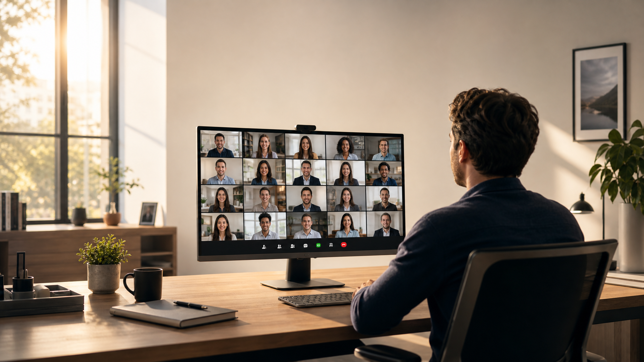 Communauté d'entrepreneurs chrétiens réunis lors d'une rencontre virtuelle